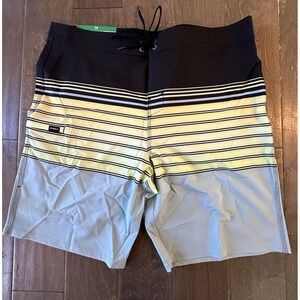 O'Neill Board Shorts Swimtrunks Yellow Black And Light Blue‎ Mens Size 38 NWT